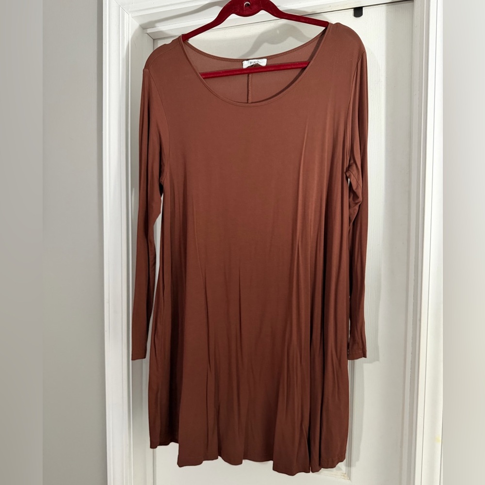 Piko Chocolate Long Sleeve Dress